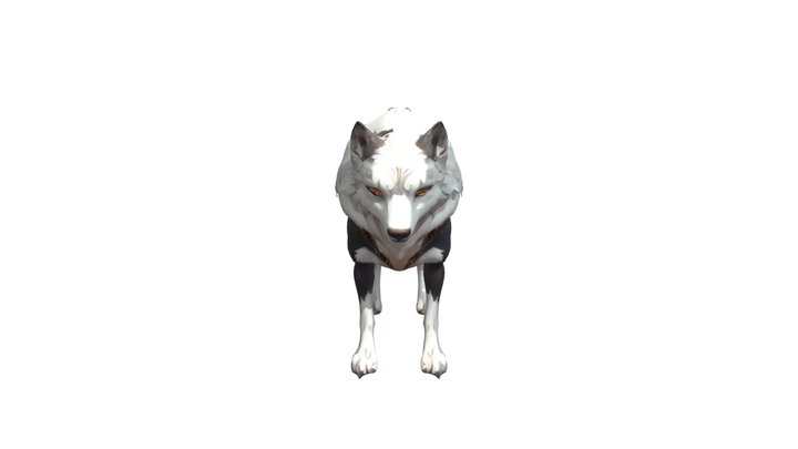 Anthropomorphic wolf in detailed armor 3D Model