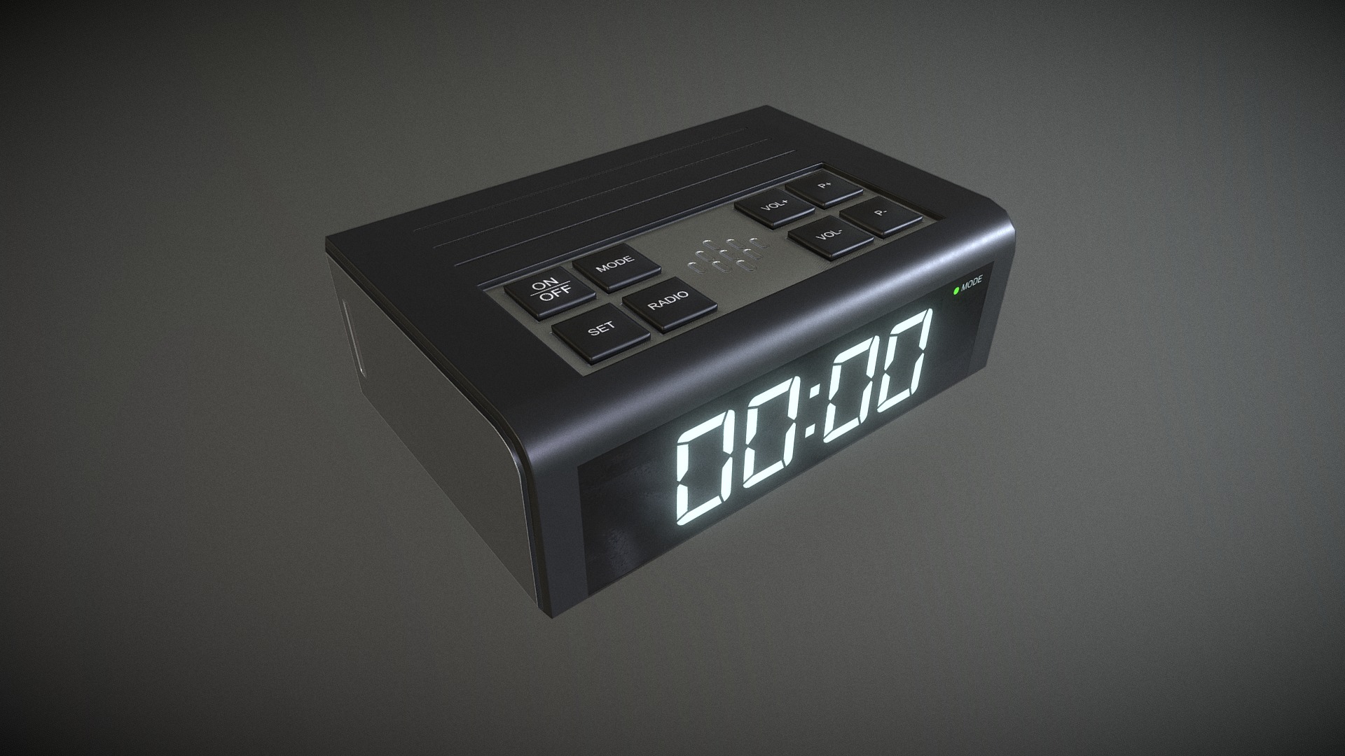3D model Alarm Clock - This is a 3D model of the Alarm Clock. The 3D model is about a black rectangular object with a screen.