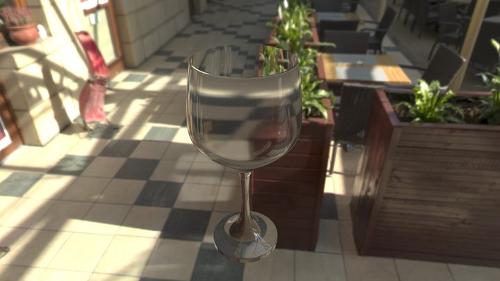 Realistic wine glass 3D Model