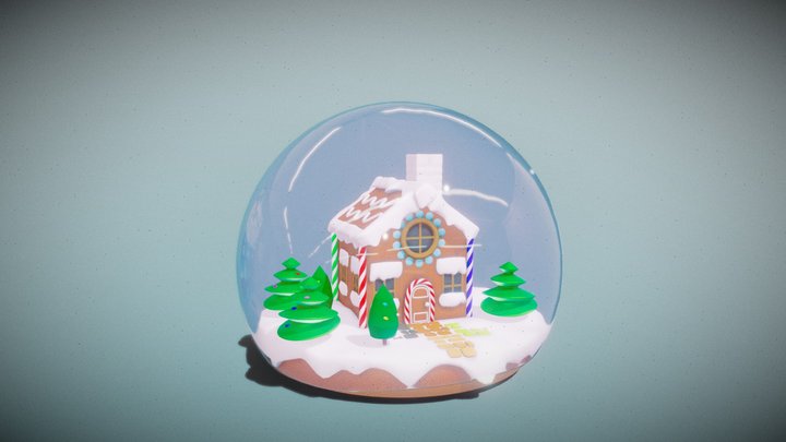 Gingerbread house Snowglobe 3D Model