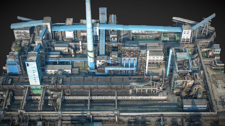 Steel mill, Steel plant, factory, Chimney – Kostenloses 3D-Modell STL