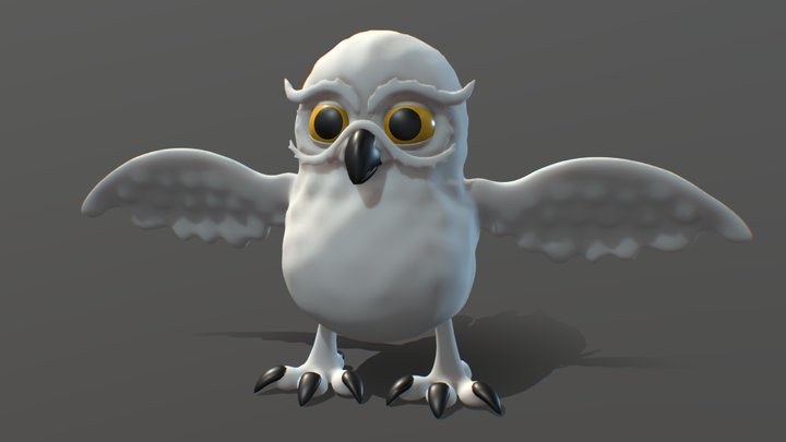 Cartoon Snowy Owl 3D Model