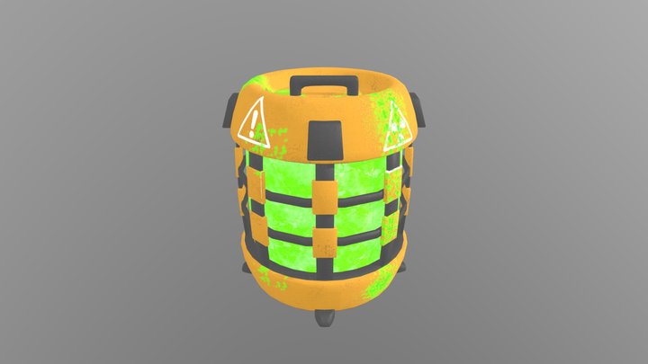 Radioactive Barrel Scifi Cylinder 3D Model