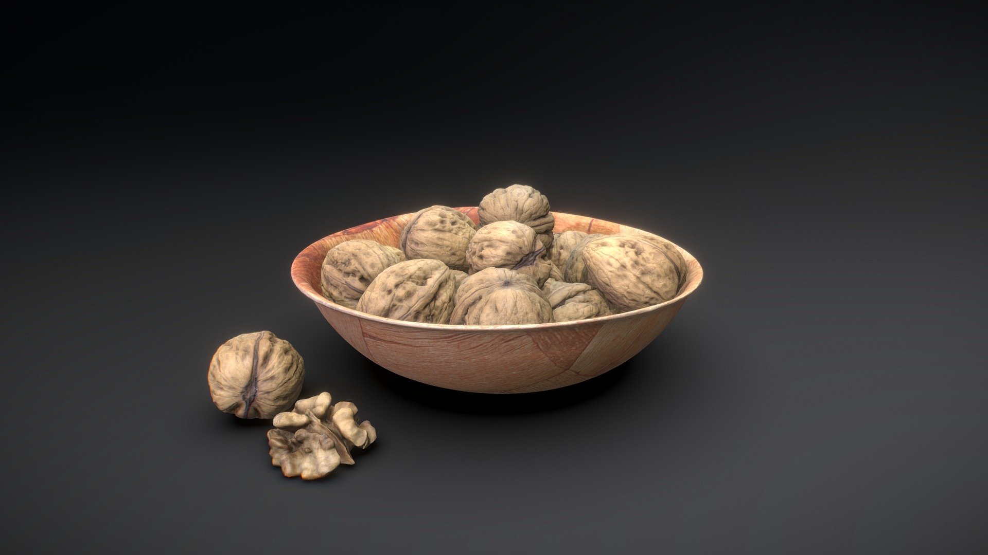 Walnuts in a wooden bowl