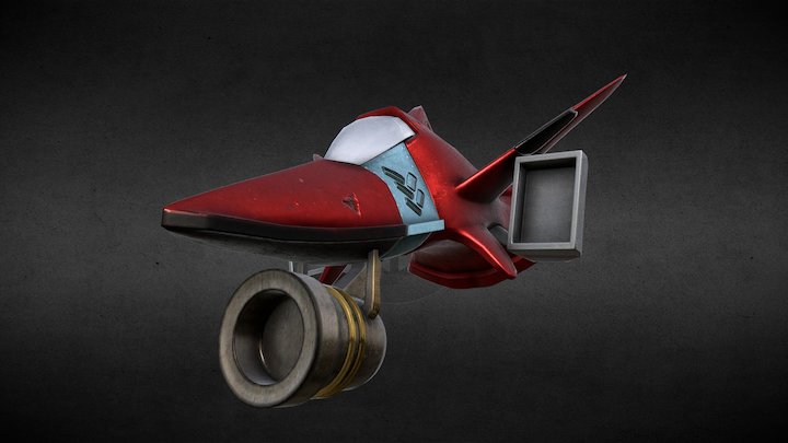 Red SpaceShip 3D Model