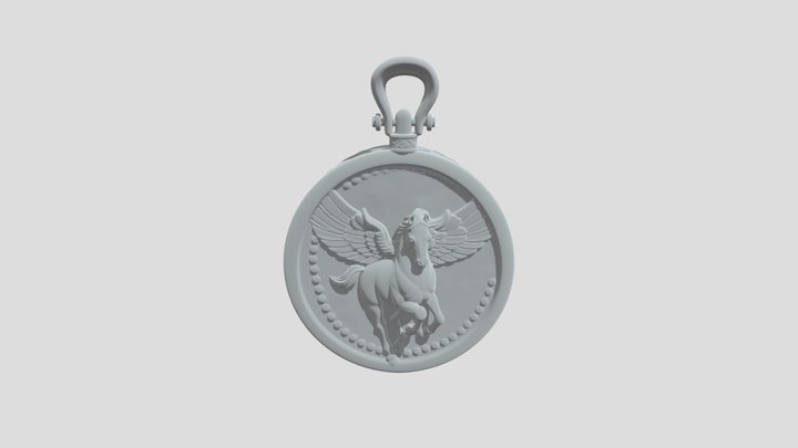 Winged Pegasus Medallion 3D Model