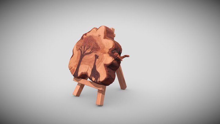 Giraffe Wood Burn 3D Model