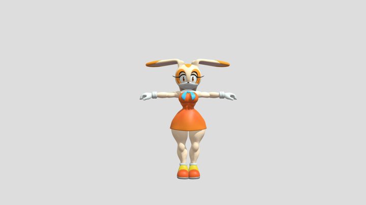 Curvy Cream the Rabbit 3D Model
