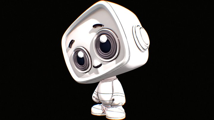 Cute B&W Robot - cel shaded – Modello 3D gratuito STL