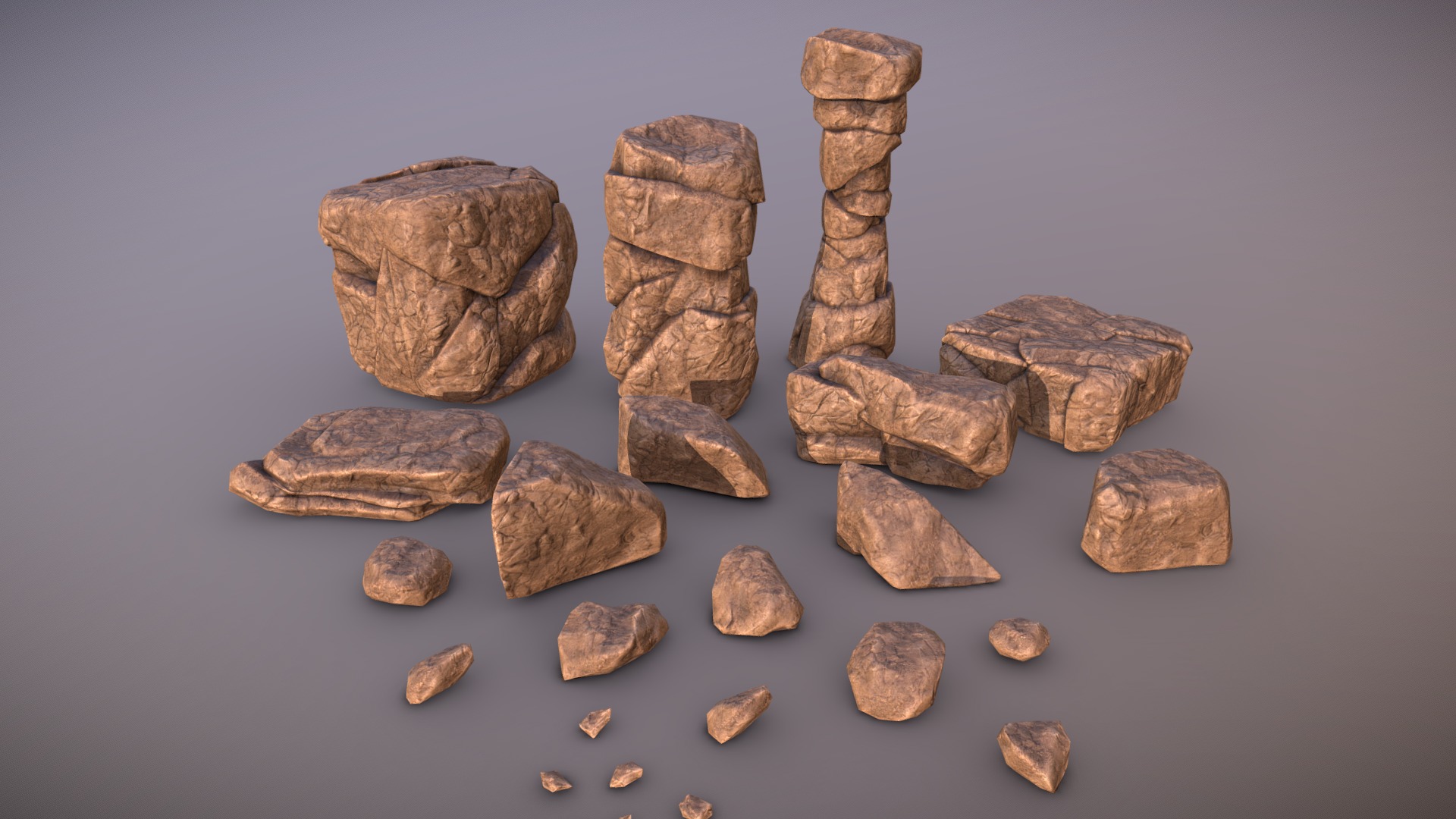 3D model Rock Pack 1 - This is a 3D model of the Rock Pack 1. The 3D model is about a group of rocks.