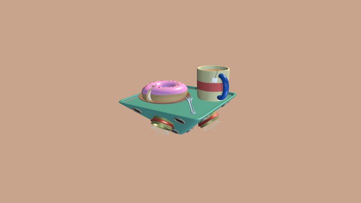 Dessert on a flying tray Draft 3D Model