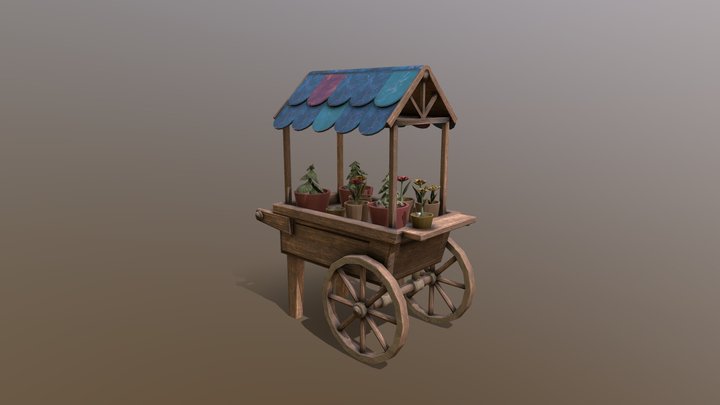 Flower wheelbarrow 3D Model