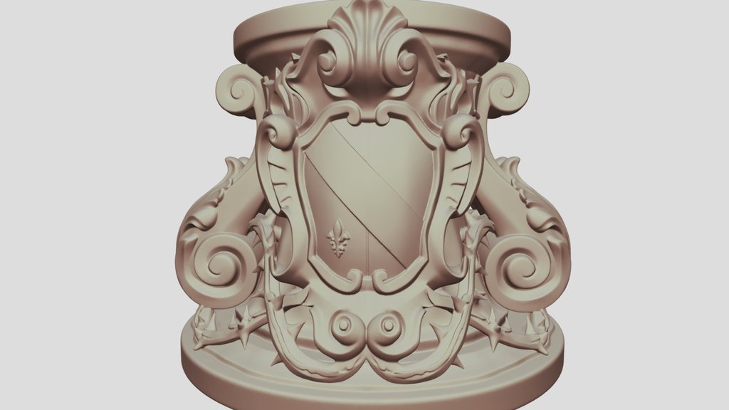 Ornate Shield Crest Pedestal