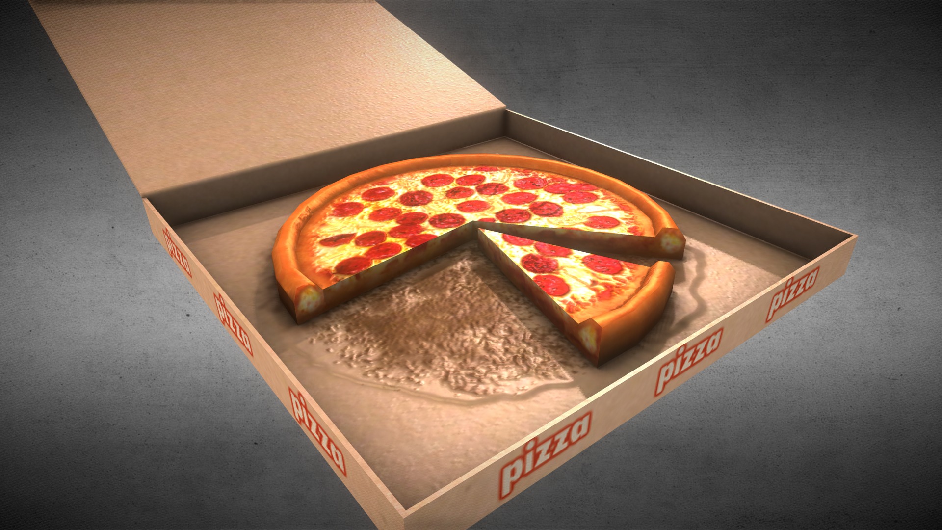 3D model Nemoriko´s : Pizza - This is a 3D model of the Nemoriko´s : Pizza. The 3D model is about a box of pizza.