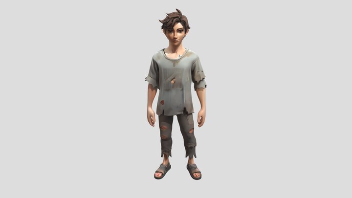 Teen in tattered clothes 3D Model