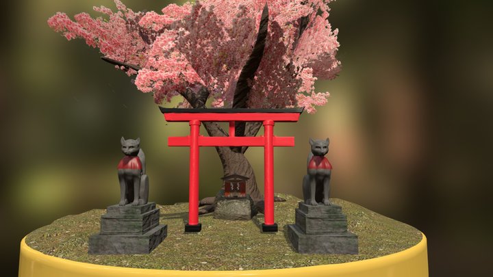 Japanese Shrine Scene Modullar Set (Combined) 3D Model