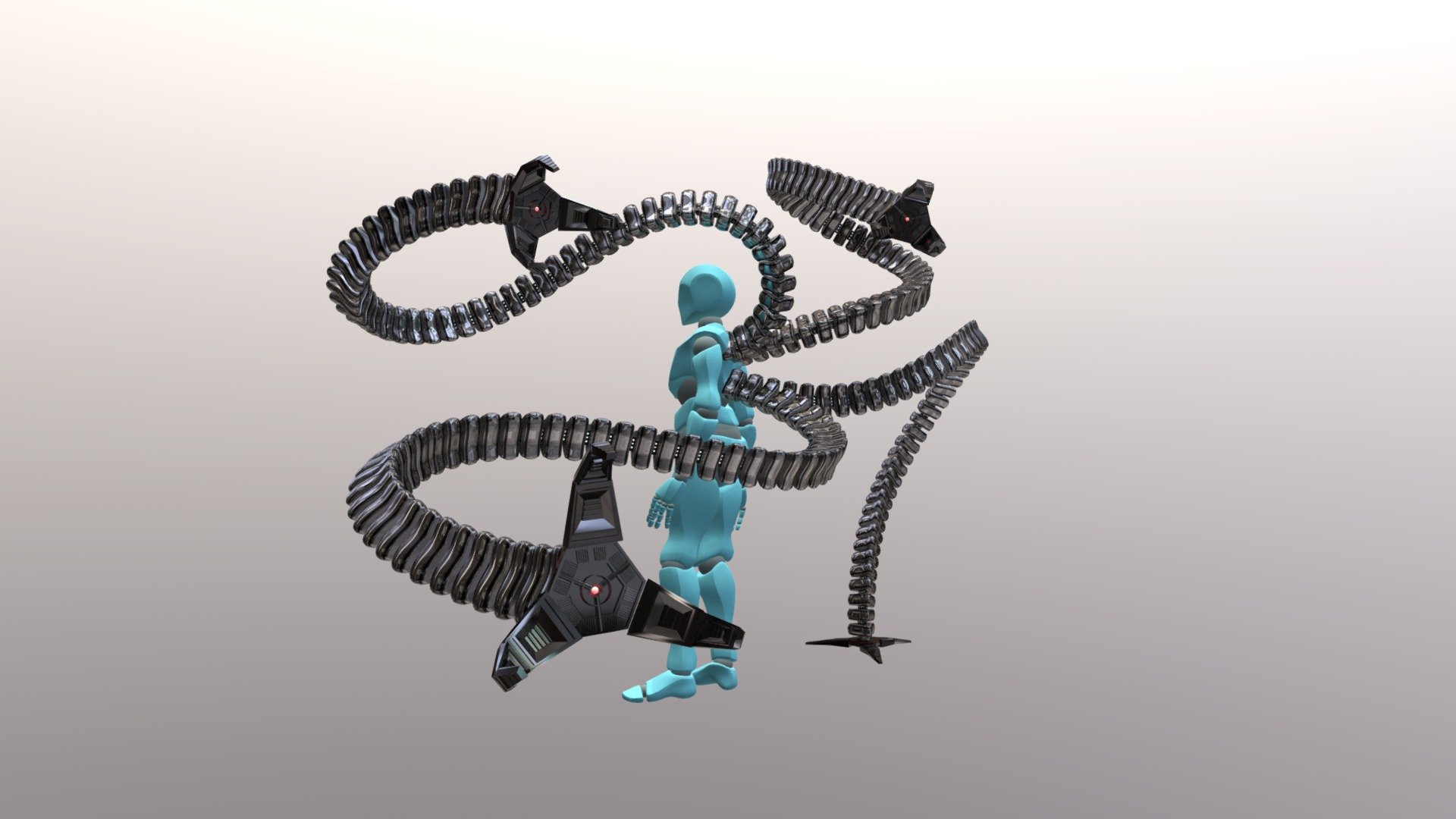 Doctor Octopus rigged robotic tentacles Download Free 3D model by