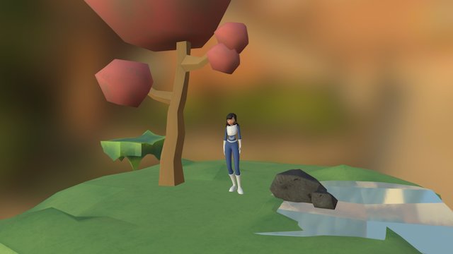Girl on an island 3D Model