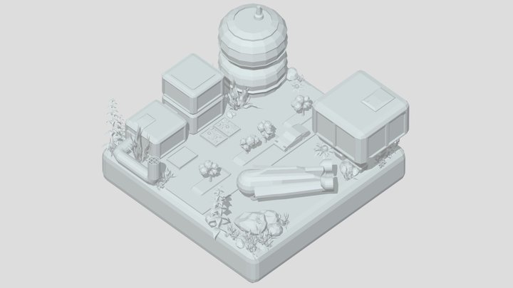 Isometric underwater city 3D Model