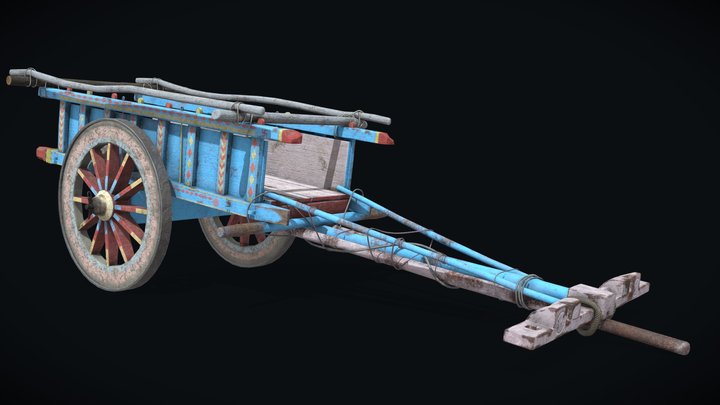 3D Wooden Cart 3D Model