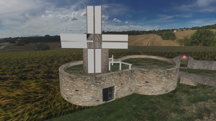 Moulin de Régusse (France - 83) animé v1 3D Model