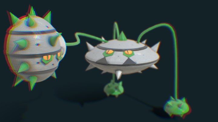 Ferrothron and Ferroseed (Pokemon) 3D Model