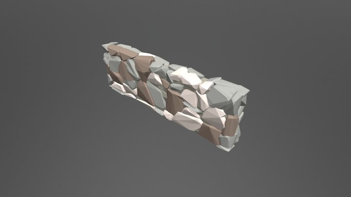 Low poly rock wall 3D Model