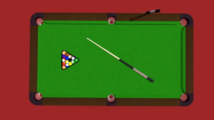 Pool table with ball