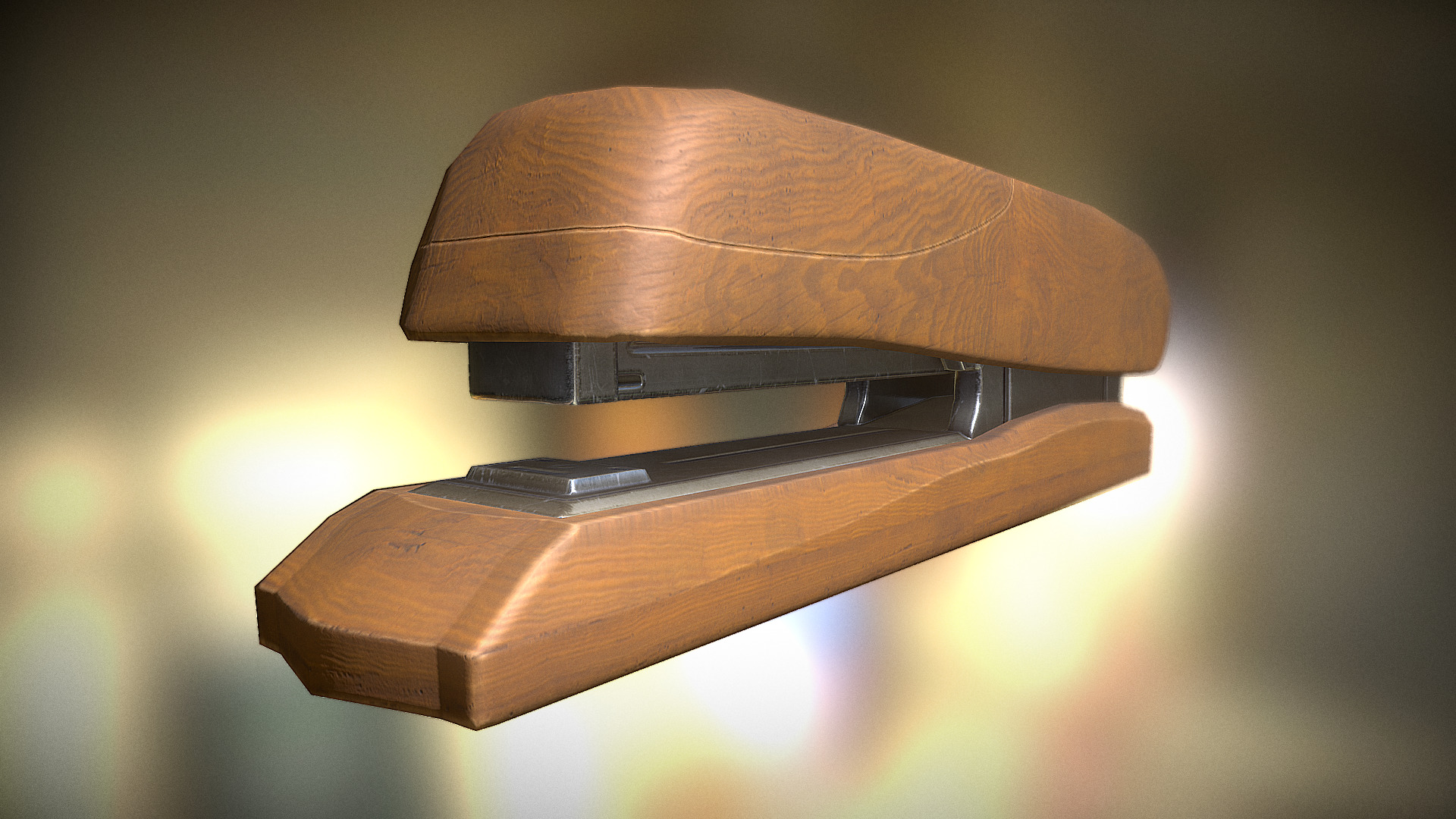 3D model Stapler Rigged And Animated Wood Version - This is a 3D model of the Stapler Rigged And Animated Wood Version. The 3D model is about a stack of books.