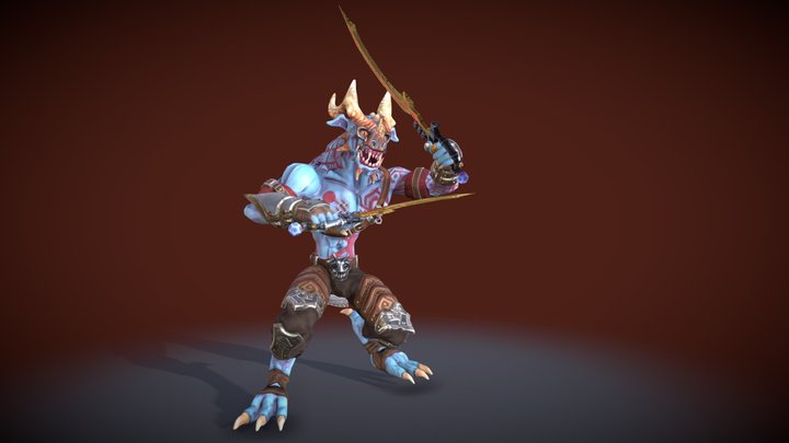 Dragonkin Warrior - Holding Two Khopeshes [FREE] 3D Model
