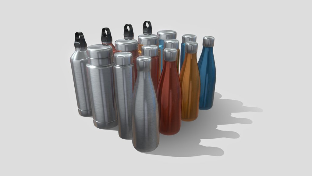 Water Bottles - Pack (Low Poly)