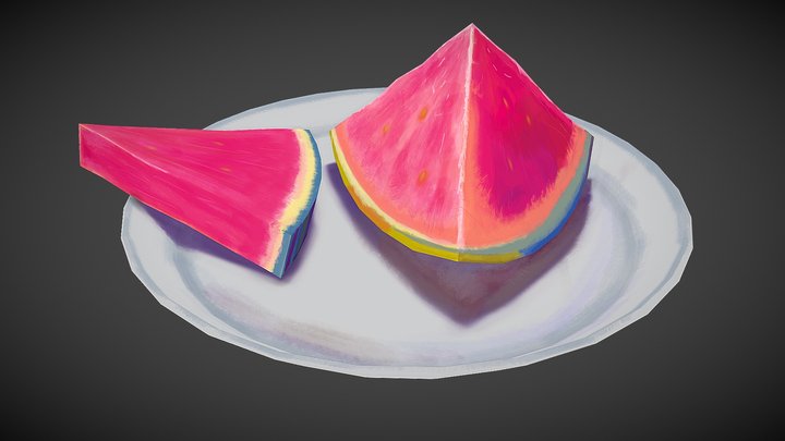 Watercolor watermelon 3D Model