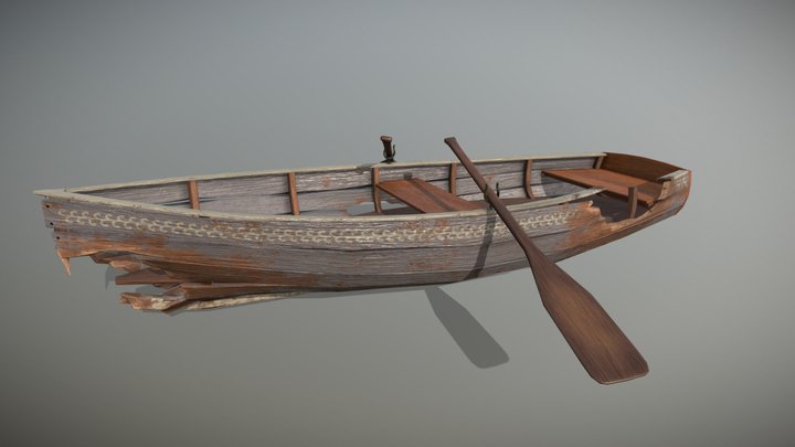 boat with oars 3D Model
