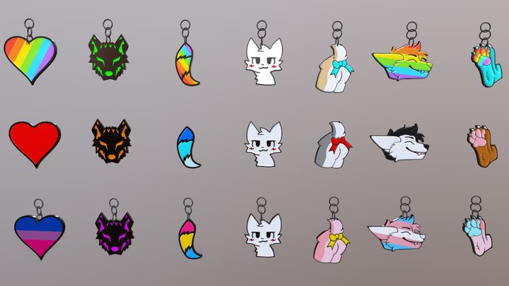 Furry Earrings and Pins for VRChat 3D Model