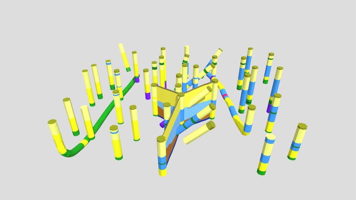 Stratigrphic Fence with Logs 3D Model