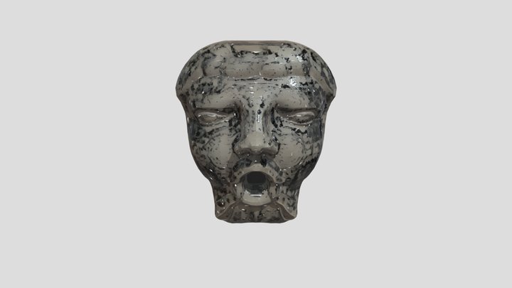 Stone carved face with open mouth 3D Model