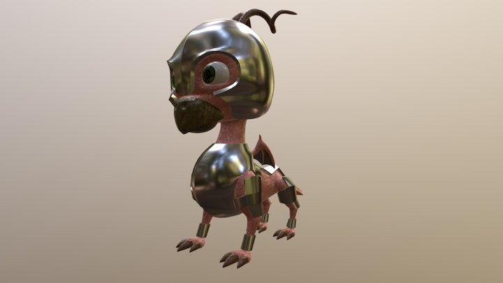 Armored Baby Dragon Textured 3D Model