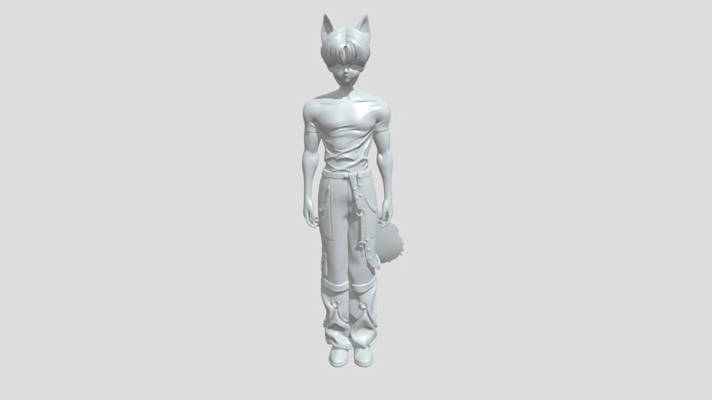 Anthropomorphic fox-eared male character with 3