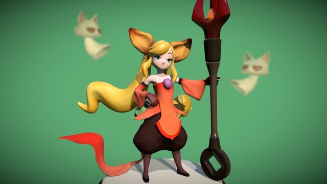 Lady Witch & The Phantom Cats 3D Model