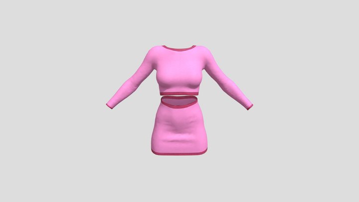 Pink crop top and short skirt Free 3D model 3D Model