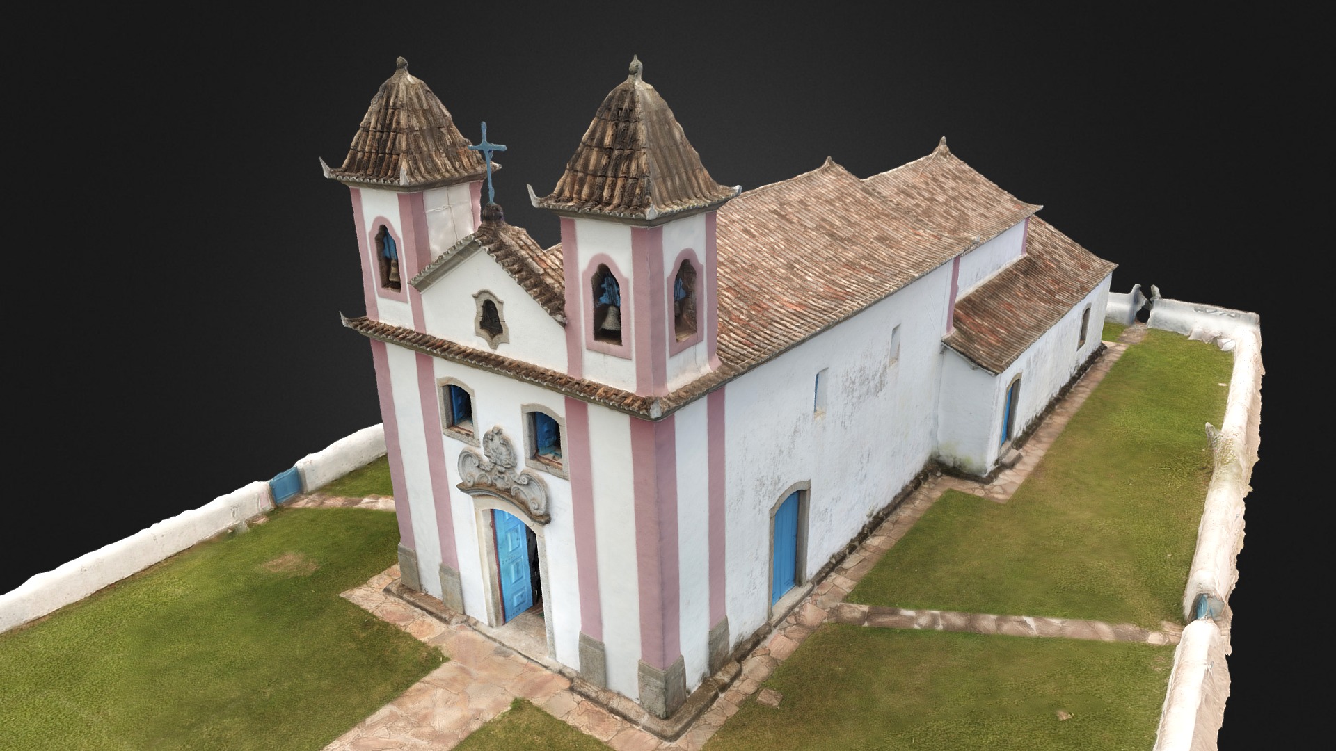 3D model Igreja N. S. Prazeres e Divino Espírito Santo - This is a 3D model of the Igreja N. S. Prazeres e Divino Espírito Santo. The 3D model is about a small white house.