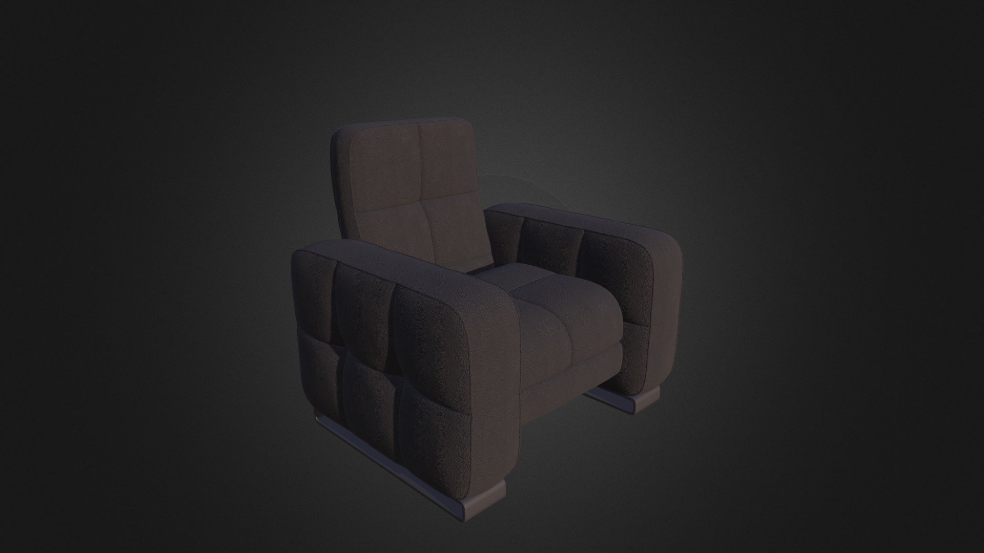 3D model Black Leather Armchair - This is a 3D model of the Black Leather Armchair. The 3D model is about a grey chair with a grey cushion.