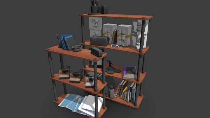 Bookcase With Items 3D Model