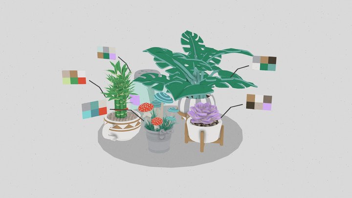 Colored Plant Draft 3D Model