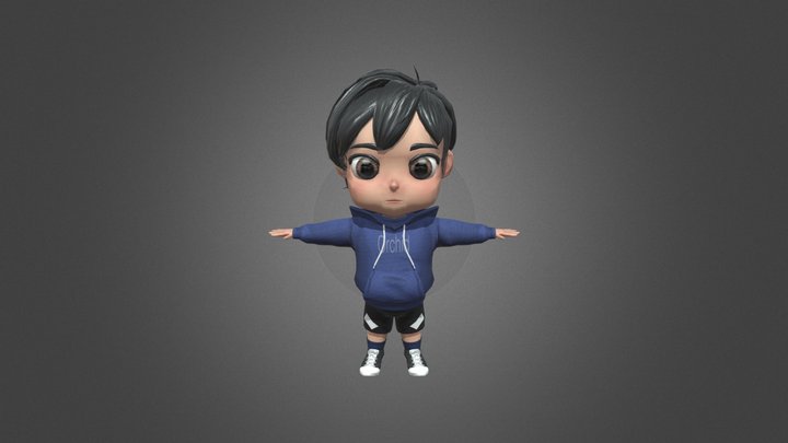 Low Poly Chibi Boy 3D Model