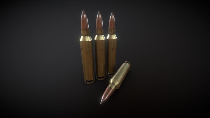 PBR Bullets 5.56mm for M4 3D Model