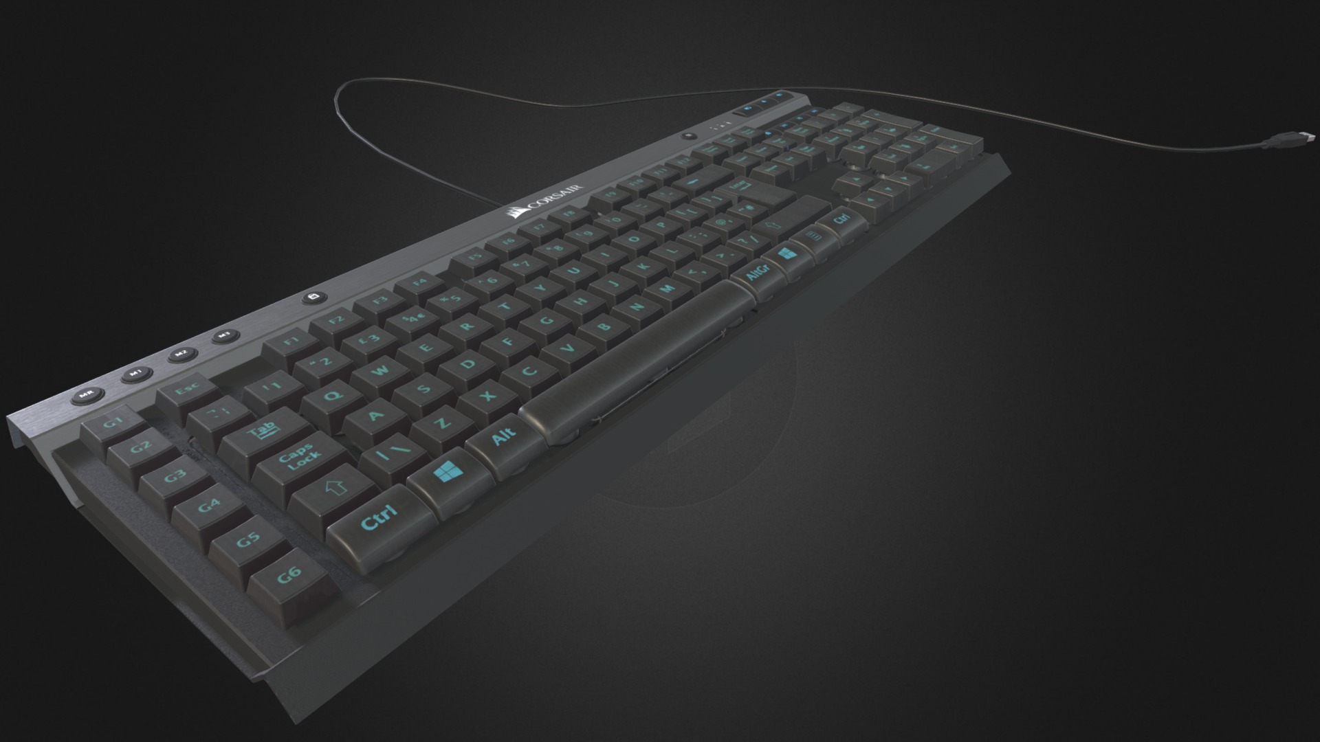 3D model Corsair K40 Keyboard - This is a 3D model of the Corsair K40 Keyboard. The 3D model is about a keyboard on a table.