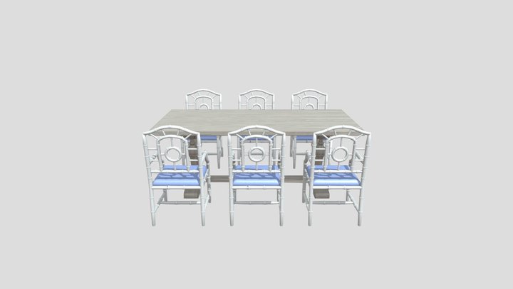 Beachhouse_dinning_table_chairs 3D Model