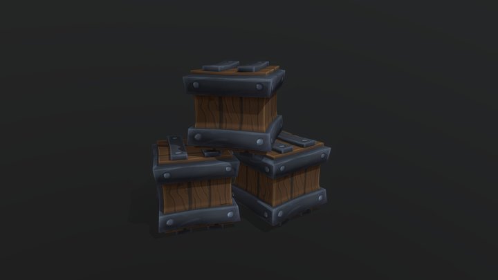 Hand Painted Crates 3D Model