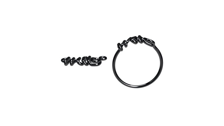 Personalized Wire Name Ring and Necklace 3D Model